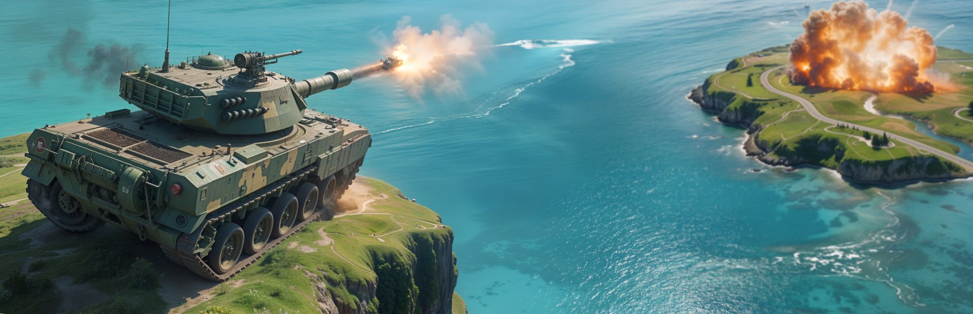 WinBolo tank battling across an island